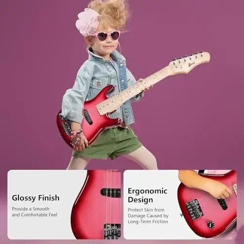 WINZZ EGM100 30 Inches Real Kids Electric Guitar with Beginner Kit, Right Handed (Gradient Pink) - 5