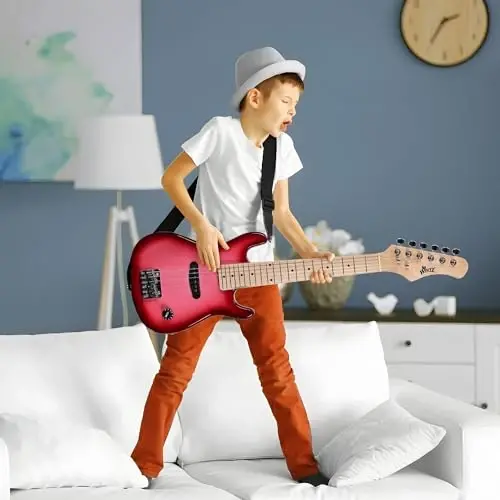 WINZZ EGM100 30 Inches Real Kids Electric Guitar with Beginner Kit, Right Handed (Gradient Pink) - WINZZ (1)