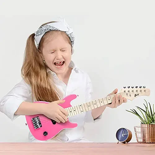 WINZZ EGM100 30 Inches Real Kids Electric Guitar with Beginner Kit, Right Handed, Pink - 2
