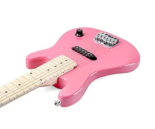 WINZZ EGM100 30 Inches Real Kids Electric Guitar with Beginner Kit, Right Handed, Pink - 3