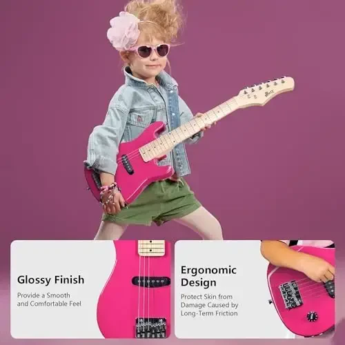 WINZZ EGM100 30 Inches Real Kids Electric Guitar with Beginner Kit, Right Handed (Rose Pink) - 5