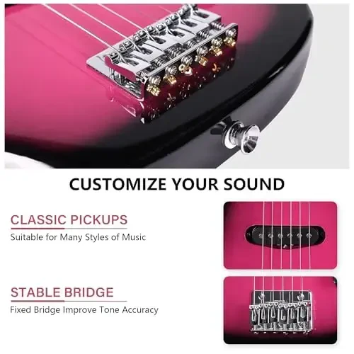 WINZZ EGM100 30 Inches Real Kids Electric Guitar with Beginner Kit, Right Handed (Roseburst) - 4