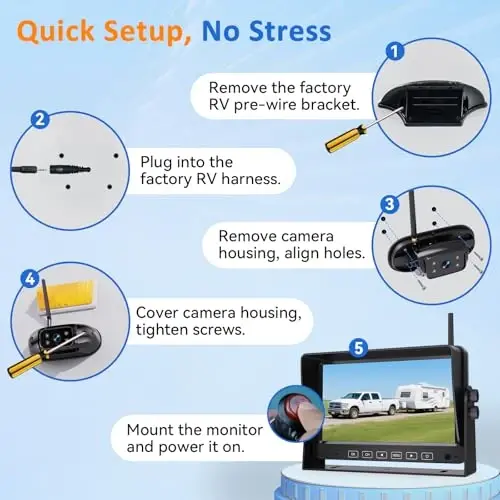 Wireless Backup Camera for Trailer - Plug & Play 7