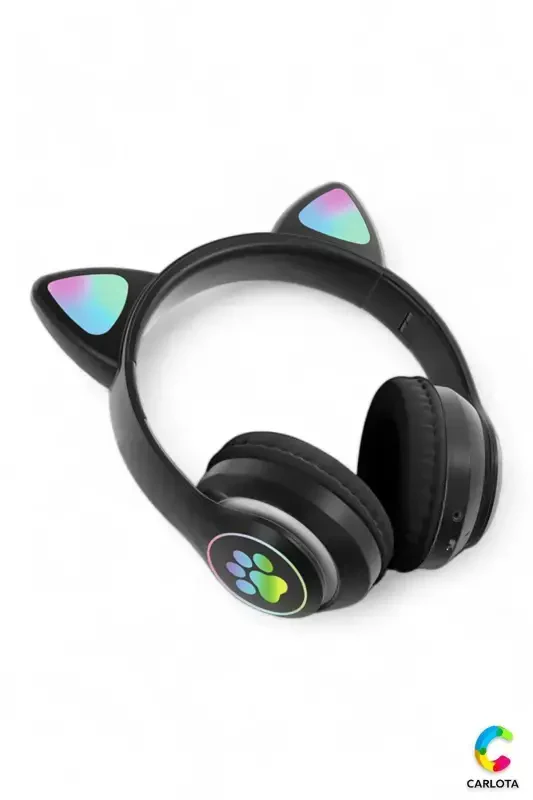 Wireless Bluetooth 5.0 Led Light Cat Ear Headphone Gift ios Android Compatible 8d Stereo Hd Sound-BLACK - 6