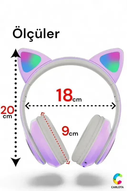 Wireless Bluetooth 5.0 Led Light Cat Ear Headphones Gift ios Android Compatible 8d Stereo Hd Sound-Purple - 5