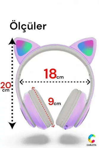 Wireless Bluetooth 5.0 Led Light Cat Ear Headphones Gift ios Android Compatible 8d Stereo Hd Sound-Purple - 6