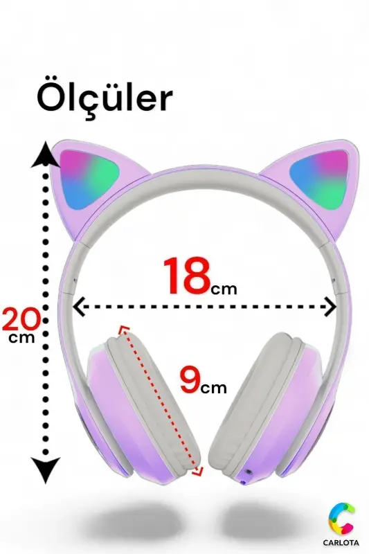 Wireless Bluetooth 5.0 Led Light Cat Ear Headphones Gift ios Android Compatible 8d Stereo Hd Sound-Purple - 6