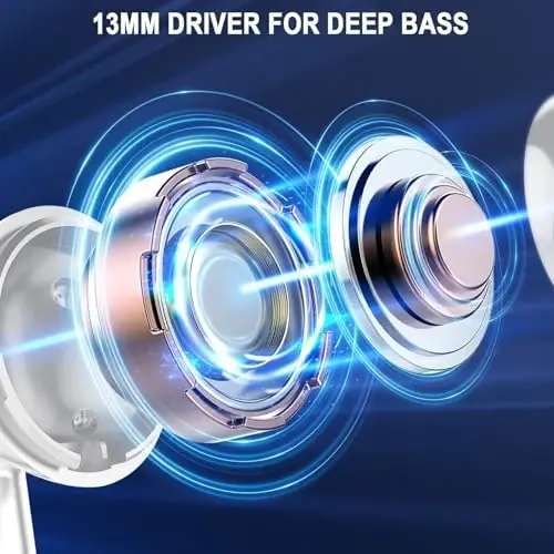 Wireless Bluetooth 5.4 Earbuds, Ear Buds LED Power Display Headphones 6D Stereo, Bluetooth Earbuds in-Ear Noise Cancelling Mic, 40H Playback Mini Case IP7 Waterproof Sports Earphones for Android iOS - 4
