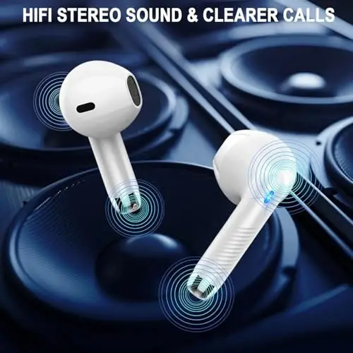 Wireless Bluetooth 5.4 Earbuds, Ear Buds LED Power Display Headphones 6D Stereo, Bluetooth Earbuds in-Ear Noise Cancelling Mic, 40H Playback Mini Case IP7 Waterproof Sports Earphones for Android iOS - 6