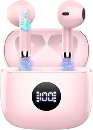 Wireless Bluetooth 5.4 Earbuds, Ear Buds LED Power Display Headphones 6D Stereo, Bluetooth Earbuds in-Ear Noise Cancelling Mic, 40H Playback Mini Case IP7 Waterproof Sports Earphones for Android iOS - 1