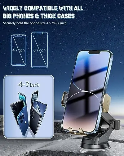 Wireless Car Charger, Fast Charging Phone Holder 3 in 1 Phone Mount Auto Clamping Car Accessories Compatible with iPhone 17 16 15 14 13 12 11 Xs XR, Samsung S23 Ultra S22 S21 S20(Amber Yellow) - 6