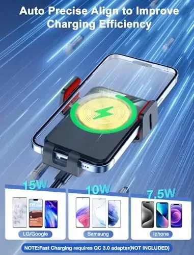 Wireless Car Charger, MOKPR Auto-Clamping Car Mount 15W/10W/7.5W Fast Charging Air Vent Car Phone Mount Compatible with iPhone 15/14/13/13 Pro/12 Pro Max/12/11/10/8 Series, Samsung Galaxy Series Red - MOKPR (1)