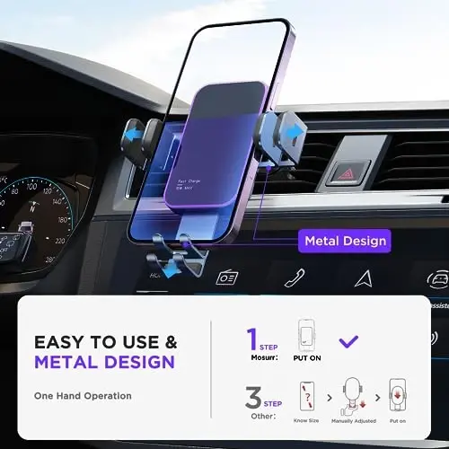 Wireless Car Charger,【7 Colored LED Backlit】15W Auto Clamping Car Charger Phone Mount Holder fit for iPhone 14 13 12 Mini Pro Max 11 XR XS X, Samsung Galaxy S23 Ultra S22 S21+ S10+ Note 20, etc - Blue - 5