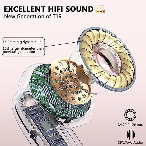 Wireless Earbud, Bluetooth 5.3 Headphones 40H Ear Buds Deep Bass Stereo with Mini Charging Case, Bluetooth Earbud with Dual Mics Call, IP7 Waterproof in-Ear Earphones for Android iOS Phone rose gold - 2