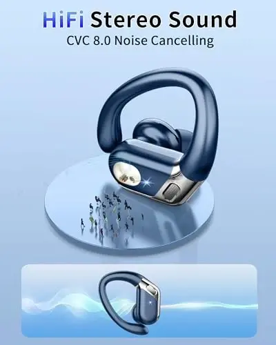 Wireless Earbud, Bluetooth 5.4 Headphones IP7 Waterproof for Sport, 50H Running Wireless Earphones with ENC Noise Cancelling Mic, Deep Bass Over Ear bud with Earhooks for Android, iOS, Workout, Gym - 3