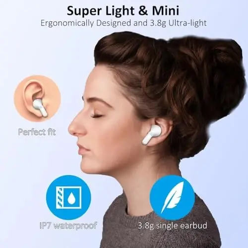 Wireless Earbud, Bluetooth Headphones 5.3 NEW 40H Ear Buds Bass Stereo Earphones Noise Cancelling Earbud with 4 ENC Mic, in-Ear Bluetooth Earbud USB-C LED Display IP7 Waterproof Sport for Android iOS - 2