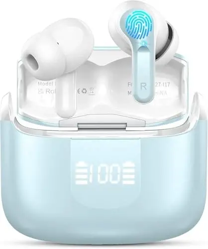 Wireless Earbud, Bluetooth Headphones 5.4 NEW 40H Ear Buds Bass Stereo Earphones Noise Cancelling Earbud with 4 ENC Mic in-Ear Bluetooth Earbud USB-C LED Display IP7 Waterproof Sport for Android iOS - 1