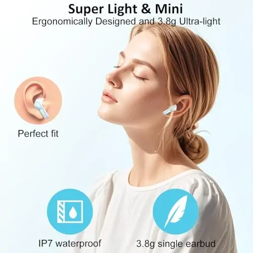 Wireless Earbud, Bluetooth Headphones 5.4 NEW 40H Ear Buds Bass Stereo Earphones Noise Cancelling Earbud with 4 ENC Mic in-Ear Bluetooth Earbud USB-C LED Display IP7 Waterproof Sport for Android iOS - 4