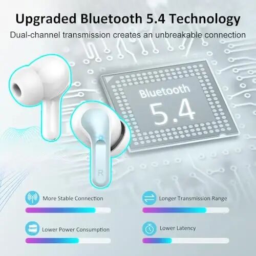 Wireless Earbud, Bluetooth Headphones 5.4 NEW 40H Ear Buds Bass Stereo Earphones Noise Cancelling Earbud with 4 ENC Mic in-Ear Bluetooth Earbud USB-C LED Display IP7 Waterproof Sport for Android iOS - Ordtop (1)