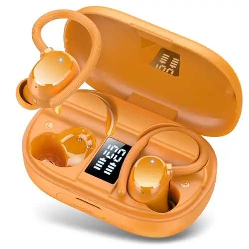 Wireless Earbuds 128hrs Bluetooth 5.3 Headphone Sport, 2025 Bluetooth Earbuds Stereo Deep Bass Over Ear Bud with Earhooks, ENC Noise Cancelling Mic, IPX7 Waterproof Earphone for Workout/Running 