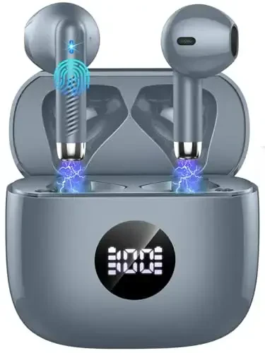 Wireless Earbuds, Bluetooth 5.3 Ear Buds LED Power Display Headphones Bass Stereo, Bluetooth Earbuds in-Ear Noise Cancelling Mic, 40H Playback Mini Case IP7 Waterproof Sports Earphones for Android iOS - 1