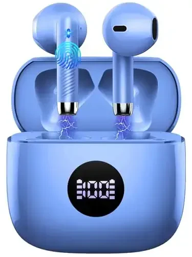 Wireless Earbuds, Bluetooth 5.3 Ear Buds LED Power Display Headphones Bass Stereo, Bluetooth Earbuds in-Ear Noise Cancelling Mic, 40H Playback Mini Case IP7 Waterproof Sports Earphones for Android iOS 