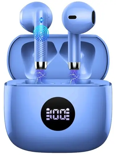 Wireless Earbuds, Bluetooth 5.3 Ear Buds LED Power Display Headphones Bass Stereo, Bluetooth Earbuds in-Ear Noise Cancelling Mic, 40H Playback Mini Case IP7 Waterproof Sports Earphones for Android iOS - 1