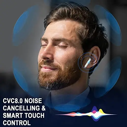 Wireless Earbuds, Bluetooth 5.3 Ear Buds LED Power Display Headphones Bass Stereo, Bluetooth Earbuds in-Ear Noise Cancelling Mic, 40H Playback Mini Case IP7 Waterproof Sports Earphones for Android iOS - 4