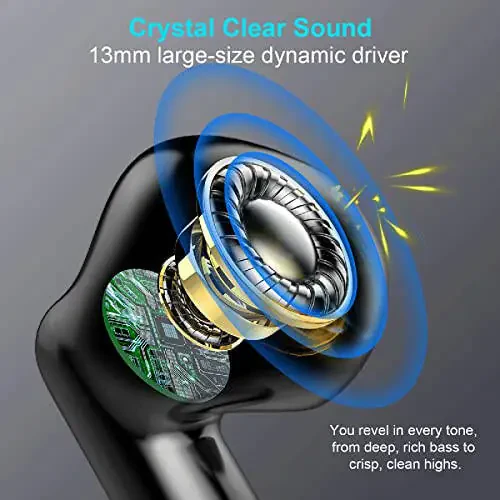 Wireless Earbuds, Bluetooth 5.3 Earbuds Stereo Bass, Bluetooth Headphones in Ear Noise Cancelling Mic, Earphones IP7 Waterproof Sports, 32H Playtime USB C Mini Charging Case Ear Buds for Android iOS - 9