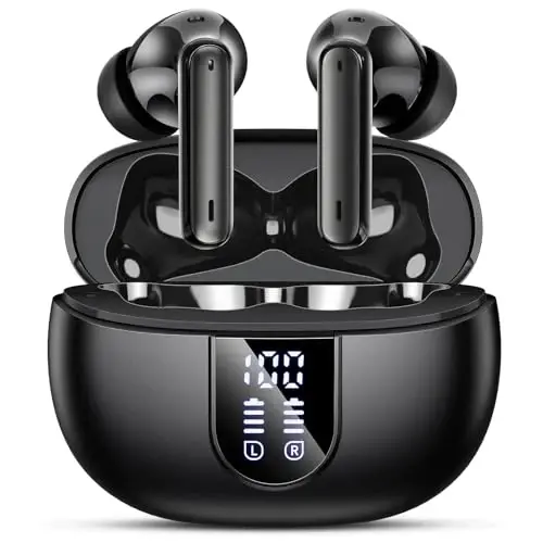 Wireless Earbuds, Bluetooth 5.3 Headphones 40Hrs Playtime Deep Bass Stereo in-Ear Earbud, LED Power Display, Call Noise Canceling Headphones with Mic, IP7 Waterproof Earphones for IOS Android Black - 1