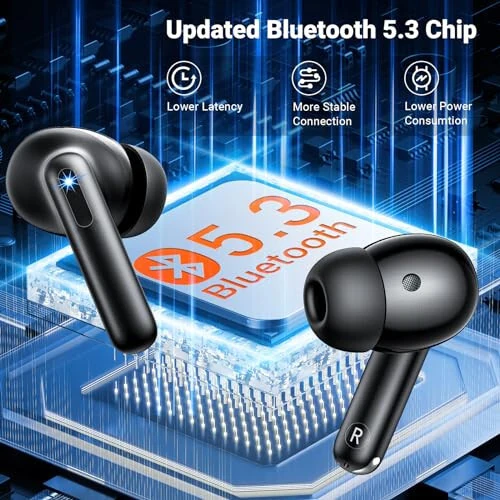 Wireless Earbuds, Bluetooth 5.3 Headphones HiFi Stereo & 4 ENC Mic, 42H Playtime Ear Buds with Charging Case LED Display, Bluetooth Earphones IPX7 Waterproof for iOS Android Earpods Sports Workout - 3