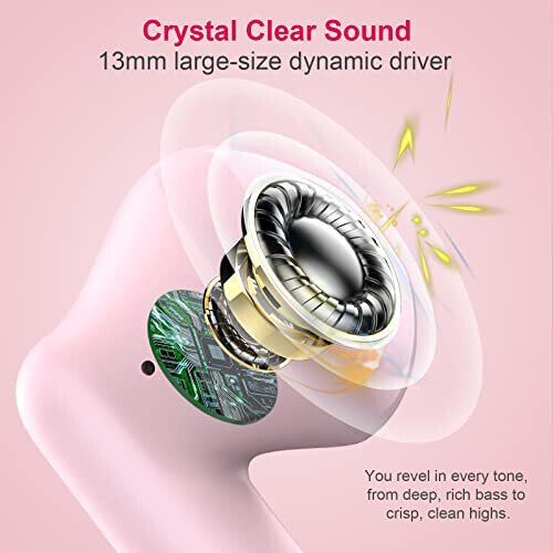 Wireless Earbuds, Bluetooth 5.3 Headphones in Ear with Noise Cancelling Mic, Bluetooth Earbuds Stereo Bass, IP7 Waterproof Sports Earphones, 32H Playtime USB C Charging Ear Buds Pink for Android iOS - 8