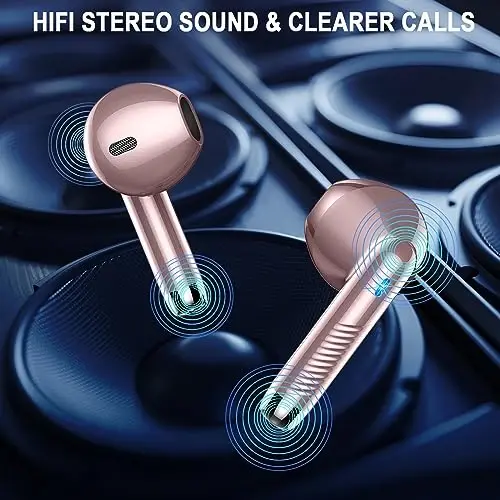 Wireless Earbuds, Bluetooth 5.4 Ear Buds LED Power Display Headphones Bass Stereo, Bluetooth Earbuds in-Ear Noise Cancelling Mic, 40H Playback Mini Case IP7 Waterproof Sports Earphones for Android iOS - 5
