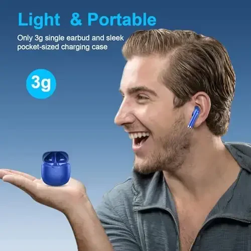 Wireless Earbuds, Bluetooth 5.4 Earbuds Stereo Bass, Bluetooth Headphones in Ear Noise Cancelling Mic, Earphones IP7 Waterproof Sports, 32H Playtime USB C Charging Case Blue Ear Buds for Android iOS - 4