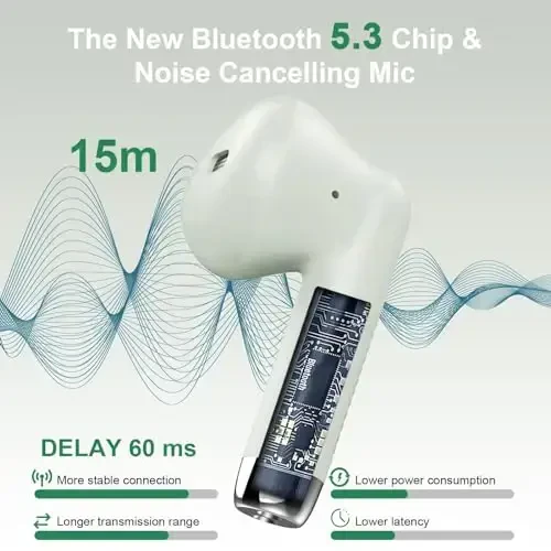 Wireless Earbuds, Bluetooth 5.4 Earbuds Stereo Bass, Bluetooth Headphones in Ear Noise Cancelling Mic, Earphones IP7 Waterproof Sports, 32H Playtime USB C Charging Case Green Ear Buds for Android iOS - MODAZONE (1)