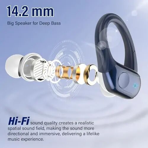 Wireless Earbuds Bluetooth 5.4 Headphones Sports, 75Hrs Bass Hi-Fi Stereo | Over Ear Buds Workout Running Gym, ENC Noise Cancelling Earphones with Earhook, IP-X7 Waterproof Headset for Android iOS - Ltinist (1)