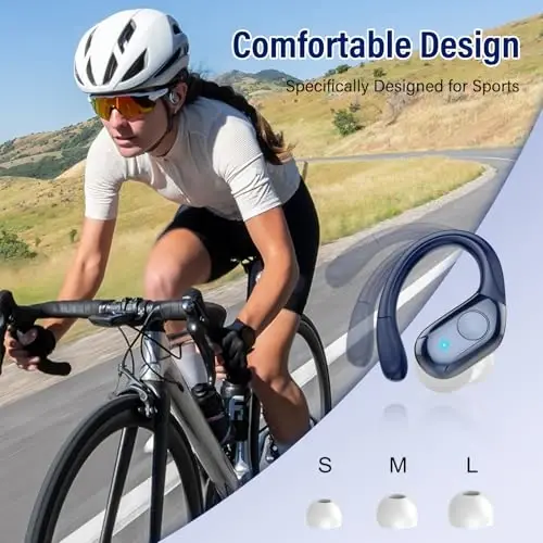 Wireless Earbuds Bluetooth 5.4 Headphones Sports, 75Hrs Bass Hi-Fi Stereo | Over Ear Buds Workout Running Gym, ENC Noise Cancelling Earphones with Earhook, IP-X7 Waterproof Headset for Android iOS - 5