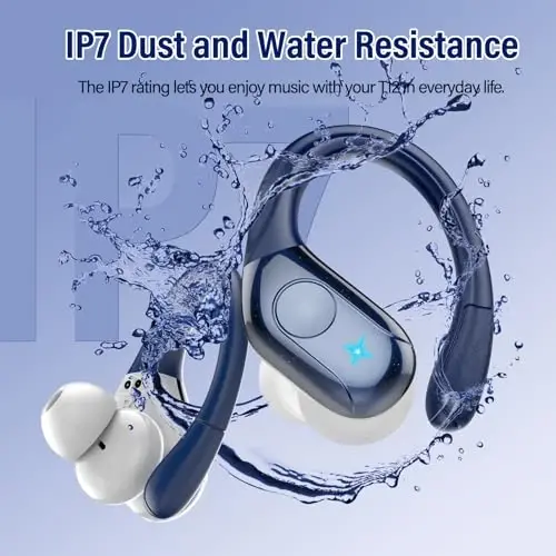 Wireless Earbuds Bluetooth 5.4 Headphones Sports, 75Hrs Bass Hi-Fi Stereo | Over Ear Buds Workout Running Gym, ENC Noise Cancelling Earphones with Earhook, IP-X7 Waterproof Headset for Android iOS - 6