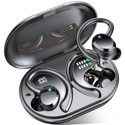 Wireless Earbuds Bluetooth Headphone Sport, 2024 Bluetooth 5.3 Earbud 14.2mm Driver Stereo Over Ear Buds, 48Hrs Earphone with Earhook, Noise Cancelling Mic, IP7 Waterproof Headset for Workout/Running - 1