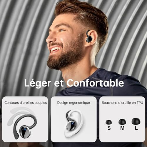 Wireless Earbuds Bluetooth Headphone Sport, 2024 Bluetooth 5.3 Earbud 14.2mm Driver Stereo Over Ear Buds, 48Hrs Earphone with Earhook, Noise Cancelling Mic, IP7 Waterproof Headset for Workout/Running - 6