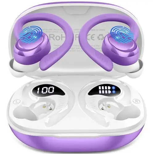 Wireless Earbuds Bluetooth Headphones Sport, Bluetooth 5.3 Earbud 3D HiFi Stereo Over Ear Buds, 48Hrs Earhooks Earphone with Noise Cancelling Mic, IP7 Waterproof Headset for Workout/Running/Gym - 1