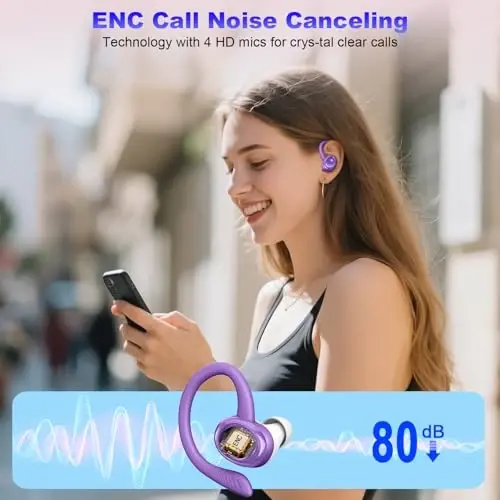 Wireless Earbuds Bluetooth Headphones Sport, Bluetooth 5.3 Earbud 3D HiFi Stereo Over Ear Buds, 48Hrs Earhooks Earphone with Noise Cancelling Mic, IP7 Waterproof Headset for Workout/Running/Gym - 4