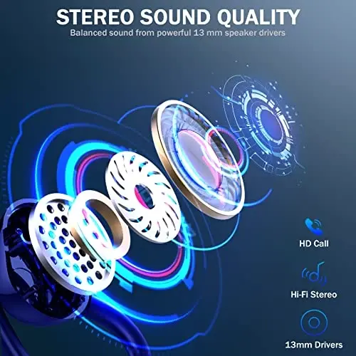 Wireless Earbuds Bluetooth Headphones Sport, Bluetooth 5.3 Earbud 3D HiFi Stereo Over Ear Buds, 48Hrs Earhooks Earphone with Noise Cancelling Mic, IP7 Waterproof Headset for Workout/Running/Gym - 6