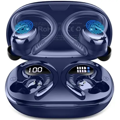 Wireless Earbuds Bluetooth Headphones Sport, Bluetooth 5.3 Earbud 3D HiFi Stereo Over Ear Buds, 48Hrs Earhooks Earphone with Noise Cancelling Mic, IP7 Waterproof Headset for Workout/Running/Gym - 1