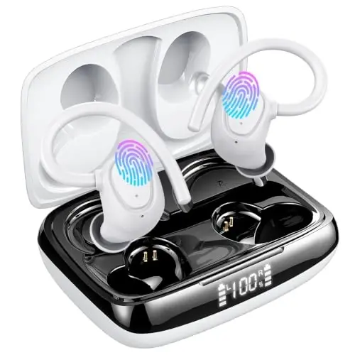 Wireless Earbuds Bluetooth Headphones Sport, HiFi Stereo Earphones in Ear | 50+Hrs Deep Bass, ENC Noise Cancelling Ear Buds with Earhook, USB-C IP-X7 Waterproof for Running Workout Gym Android iOS - 1