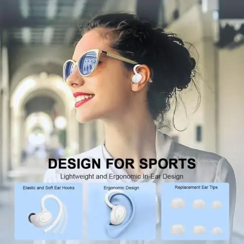Wireless Earbuds Bluetooth Headphones Sport, HiFi Stereo Earphones in Ear | 50+Hrs Deep Bass, ENC Noise Cancelling Ear Buds with Earhook, USB-C IP-X7 Waterproof for Running Workout Gym Android iOS - 5