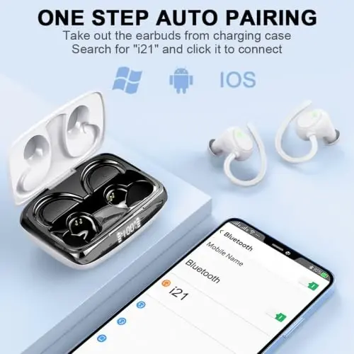 Wireless Earbuds Bluetooth Headphones Sport, HiFi Stereo Earphones in Ear | 50+Hrs Deep Bass, ENC Noise Cancelling Ear Buds with Earhook, USB-C IP-X7 Waterproof for Running Workout Gym Android iOS - 6