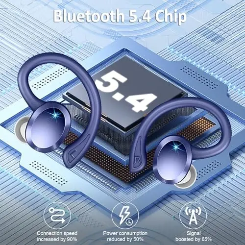 Wireless Earbuds Sport, 2025 Bluetooth 5.4 Headphones Bass Hi-Fi Stereo Over Ear Buds, 56Hrs Noise Cancelling Headset with Earhook, IP7 Waterproof Earphones Workout Running for Laptop Pad Android iOS - MODAZONE (1)