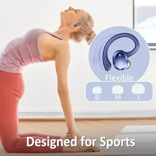 Wireless Earbuds Sport, 2025 Bluetooth 5.4 Headphones Bass Hi-Fi Stereo Over Ear Buds, 56Hrs Noise Cancelling Headset with Earhook, IP7 Waterproof Earphones Workout Running for Laptop Pad Android iOS - 5