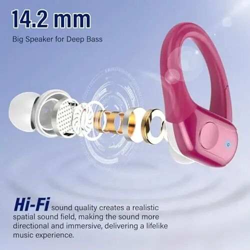 Wireless Earbuds Sports, 75Hrs Bluetooth 5.4 Headphones, Hi-Fi Stereo Bass | Over Ear Buds Running Workout Gym, ENC Noise Cancelling Earphones with Earhook, IP-X7 Waterproof Headset for iOS Android - Ltinist (1)